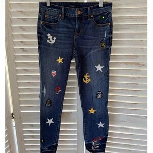 Level 99 Women's Navy Embellished Skinny Jeans
